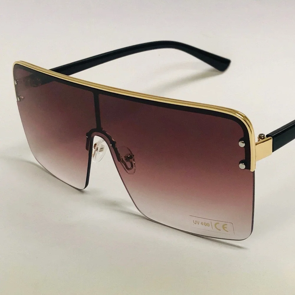 Men Streetwear Shield Flat Top Fashion‎ Shades Designer Sunglasses Rapper Bold